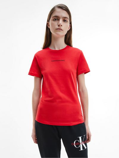 Calvin Klein Ruhák HU132584 | Calvin Klein Organic Cotton Back Logo Női Póló Piros